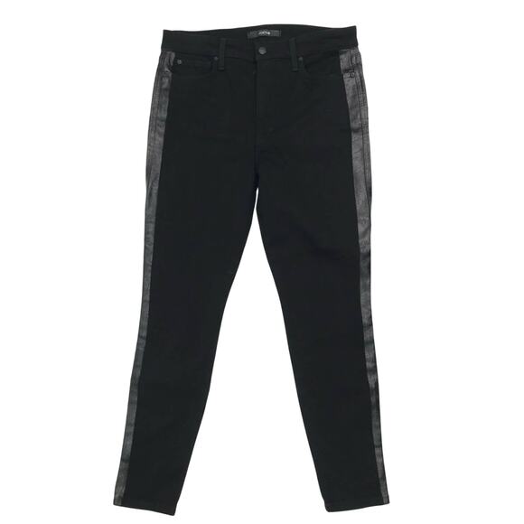 Joe's Black Waxed Side Stripe Regan Flawless The Charlie High Rise Skinny 31 - Picture 1 of 8